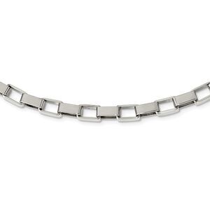 Mens Stainless Steel 6mm Rectangle Rolo Chain Necklace, 22 Inch